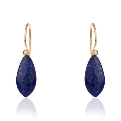 Lapis-Lazuli Tropfen Ohrringe in 750er Gold mit Diamant